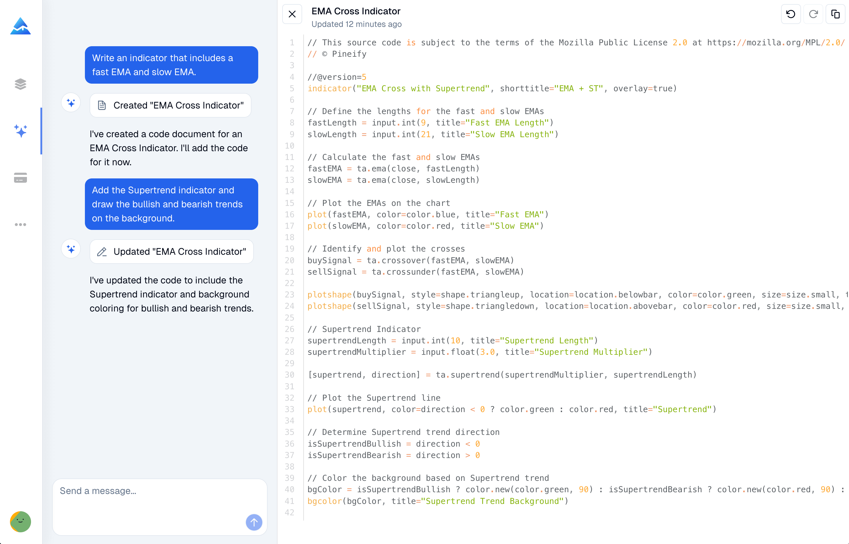 AI Pine Script Generator - Pineify