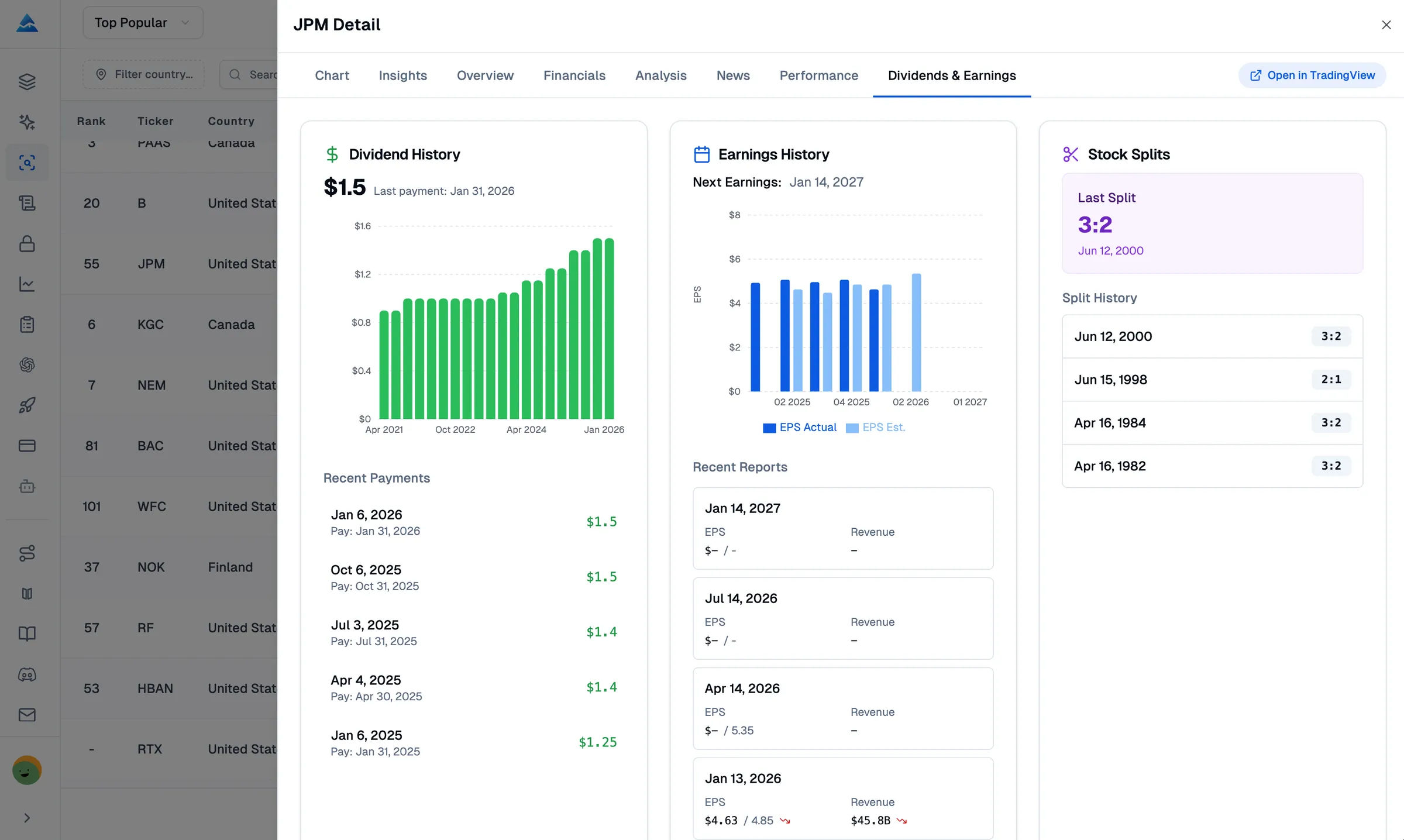 AI stock picker dividends & earnings: Track payout history and upcoming earnings dates with ease